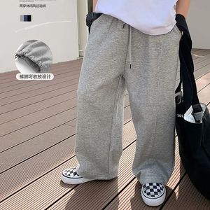 Childrens Spring och Autumn Fashion Pants for Boys Korean Brand Sports Drawstring Leggings Casual 240323