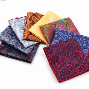 Handkerchiefs Mens Handle Paisley Polyester Scarf Vintage Fabric Business Pocket Square Hanky Y240326