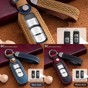 Update Leather Car Key Case Cover For Mazda 2 3 6 Atenza Axela Cx-5 Cx5 CX 5 Cx-7 Cx-9 2015-2019 Smart 2/3 Buttons Handmade Key Shell