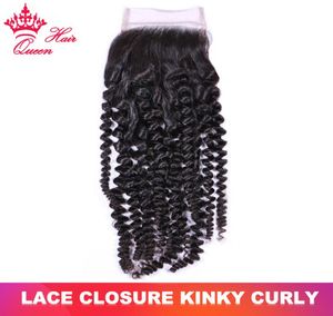 Najwyższej jakości koronkowe zamknięcie Brazylijskie dziewicze ludzkie surowe włosy Kinky Curly Część 14 cali do 22 cali 4x4 Lace Closure Queen Hair Produ4740665