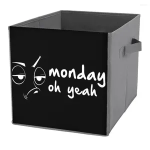 Aufbewahrungstaschen, Motiv: Bad Mood Monday, klassischer Faltbox-Tank, großes Fassungsvermögen, Grafik, kühl bleibende Bücher, langlebig, praktischer Bastelraum
