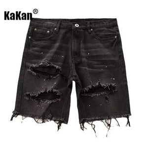 Kakan mężczyzn - nowe letnie męskie ścisłe dżinsowe szorty Koreańskie młodzież popularna Slim Fit Feet Quarter Pants Jeans K58 -DK322 J240219 J240326