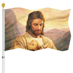 Tillbehör Jesus Kristus religion Tro Flagg Trädgårdsflaggor för hus inomhusfest utomhus vardagsrum dekorationer polyester gård banner flaggor