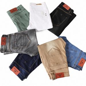 7 kolorów mężczyzn rozciągnij chude dżinsy Fi Casual Slim Fit Dżinsowe spodnie samce szary czarny khaki białe spodnie marka U5AE#