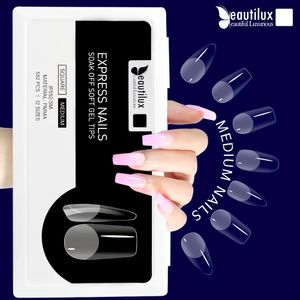 Beautilux Express Nails Soak Off Punte di gel morbide senza traccia Press on DIY Nail Art Unghie finte Copertura completa Capsule americane 552 pezzi 240318