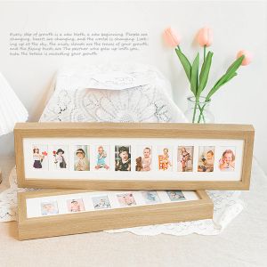 Rahmen für Baby-Wachstums-Fotoalbum, bewahrt wichtige Momente auf und ist leicht zu reinigen, für Heimdekoration aus Holz