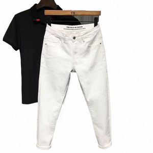 الجينز الأسود الأسود للرجال الكوريين فاي سويلد رفيع مستقيم سراويل سراويل جينز جينز للرجال ملابس U7T8#