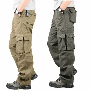 Calças cargo masculinas Cott Casual LG Calças Novo 2021 Plus Multi Pocket Pantal Homme Homens Fi Calças Táticas Militares Homens Q8Ah #