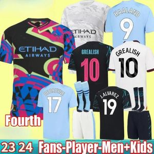 Haaland 4番目のサッカージャージ23 24 De Bruyne Mans Cities Gvardiol Foden 2023スペシャルサードフットボールシャツの男性キッズアーレズロドリゴユニフォーム新年