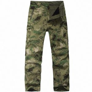 Mens Fleece Quente Casual Calças Militar Tático Camoue Pant Tubarão Pele Softshell Calças Impermeáveis Caminhadas Ao Ar Livre Calças 49LL #