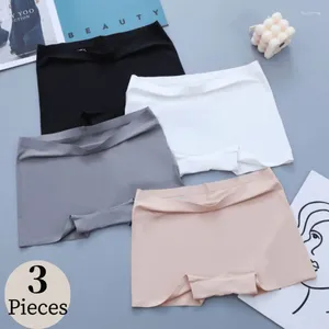 Kadın Panties Bzel 3pcs Dikişsiz Boksörler Nefes Alabaş Lingerie Rahat Boyshort İpek Saten Çığır Giyim Kadın Spor UNUTANTLARI