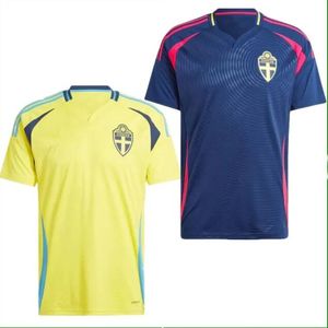 2024 Svezia LARSSON Maglie da calcio da uomo Squadra nazionale DAHLIN BROLIN INGESSON Home Giallo Away blu Maglie da calcio per adulti Uniformi kit per bambini