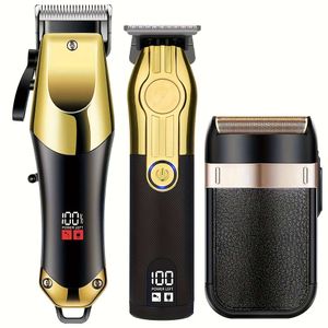 3 pezzi/set Tosatrici, Kit professionale per rasoio viso da uomo - Tagliacapelli da barbiere senza fili Tagliacapelli Trimmer per barba Kit per toelettatura taglio capelli, Regali di festa per lui