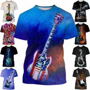 Summer FI Musical Instruments Bass Guitar 3D Printing T-Shirt Persalised Hip-Hop Men and Women's Casual Harajuku Top Tees 33iq#