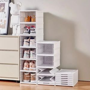 1pc Organizzatore di scarpe pieghevole Scatola di scarpe di stoccaggio Sneaker Storage Contenitori di stoccaggio pieghevoli Contenitore di stoccaggio impilabile 240326