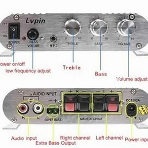 2024 Lvpin838 12V Super Bass HiFi CD MP3 MP4 Car Radio 2.1 Channels Stereo Amplifier Car Audio Accessories- for Super Bass HiFi amplifier