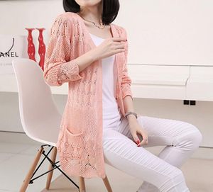 Korean Style Women Sweater Cardigan Women Lace Wool Knitted Cardigans Long Sleeve Hollow Ladies Knitwear Female Coat YF95817848212