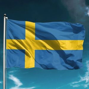 Tillbehör Sverige flagga vattentätt nationellt håll banner flyger utomhus dekor trädgård dekoration vägg bakgrundstillstånd cheer support glad