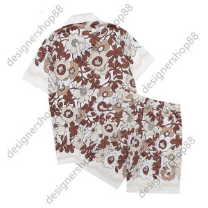 Topp Tik Tok Influencer Samma designer Brand Pure Cotton Mens Suit Shirt AM klassisk mönster färgblockering tryckande ungdom avslappnad kort ärm skjorta sportdräkt