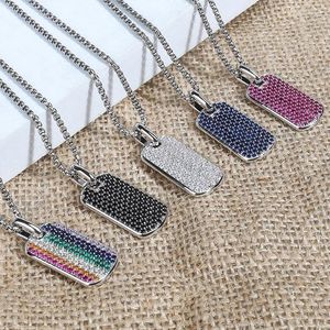 Pendanthalsband David Dog Tag Fashion Multicolor Zircon Hanger Halsband Unisex Box Chain Classic Jewelry Anniversary Valentine's Day Party Party