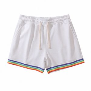 2023 verão homens esportes shorts arco-íris borda magro casa calças curtas fi casual ginásio calças dos homens praia shorts streetwear u1h0 #