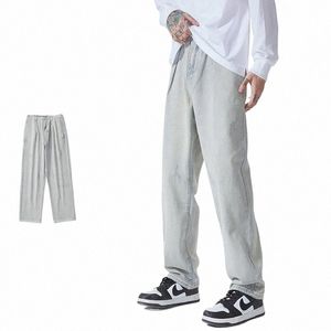 Autumn New Vintage INS proste luźne dżinsy dżinsy Młodzież popularny styl college'u Pants Mid wweight trend marka spodni e1cm#