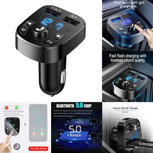 Ny 5,0 FM-sändare trådlös handfri ljudmottagare Auto Mp3 Player USB Fast Charger Bluetooth-kompatibla biltillbehör