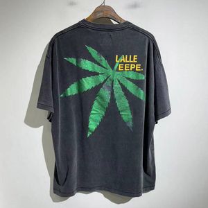 Camiseta estampada com folhas de bordo, camiseta vintage lavada de grandes dimensões, manga curta de alta qualidade, camisetas da moda