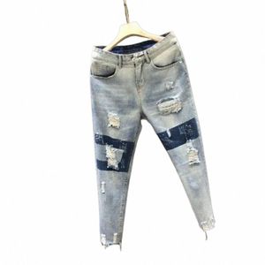 simple Ripped Jeans Easy-care Men Jeans Slim-fitting Dr Up Men Ripped Denim Pants b3qh#