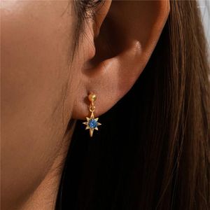 Dangle Earrings CANNER Blue Zircon Star Ball Threaded Drop 925 Sterling Silver For Women 18K Gold Ins Fine Jewelry Party Gift