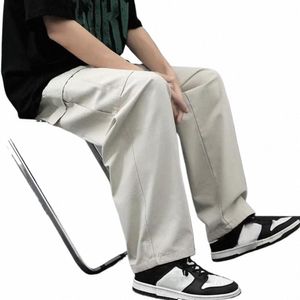 男性のズボン固体色のクイック乾燥複数のポケットデザインゆるいジッパーバットフライ装飾ストレート春秋p6xp＃