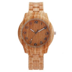 Trendy Fashionable Men's Watch, Simple and Casual Digital Wood Grain Quartz Watch