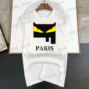 Men's T-Shirts Paris Letter Cat Print Short Slve Ts Luxury Brand Cotton Men T Shirts Casual Tshirts Summer Hip Hop Oversized Strtwear T240325