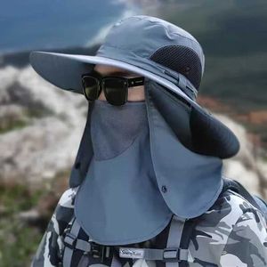 Neue Sommer-Sonnenhüte für Herren, Great Brim Mountain-Sonnenhüte, Gesichtsmasken, Angelhüte, Outdoor-Sonnenhüte, abnehmbare Sonnenhüte, C24326