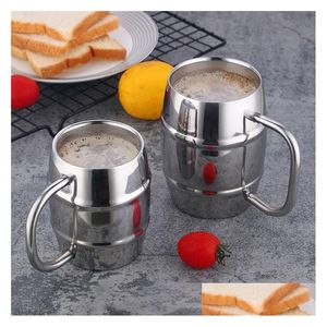 Mugs Drinkware Double Layered Steel Beer Cup Creative 304 Rostfri Milk Cups Tea Coffee Cuplt720 Drop Delivery Home Garden Kitchen Di Otxhg