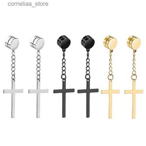 Ear Cuff Ear Cuff Punk Mens Strong Magnet Magnetic Cross Ear Stud Set Non Piercing Earrings Fake Earrings Gift for Boyfriend Lover Jewelry Y240326