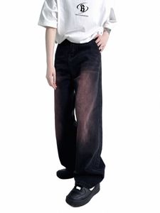 2023 Black Wed Red Jeans Men's Loose Straight Trendy 2023 New Versatile Wide Leg Pants streetwear denim men skinny Z8XR#