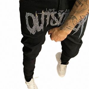 y2k New Men's Trend Casual Black Biker Ripped Jeans Comfort Stretch Street Fit Cott Брюки Wed Hot Drill Denim Goth Pants N7aE #