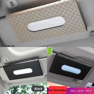 Update Car Tissue Box Towel Sun Visor Seat Back Sunroof Car Plaid Drawer Box Hanging Creative Leather Car Universal Interior Accessorie