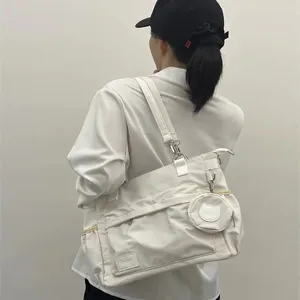 Drawstring Women's Bag Large Capacity Tote Trendy Versatile Simple Student Commuting Aesthetic Cross 2024 Style