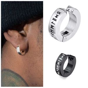 Ear Cuff Ear Cuff Norwegian Mens Viking Rune Ear Clip Mens Boys Earrings Jewelry Stainless Steel Hug Ring No Page Y240326