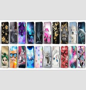 För iPhone 12 LG K31 K51S K41S K61 Velvet Zte Axon 11 SE 5G 3D Cartoon Flower Plånbok Läderfodral Flip Dog Cat Strap Tiger Stand P7508530