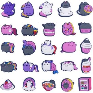 25Colors Girls Cats Anime Charms Wholesale Childhood Memories Funny Gift Cartoon Charms Shoe Accessories PVC Decoration Buckle Soft Rubber Clog Charms