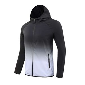 Flash Shipping Fashion Gradient Sun Protection Casual Hooded Jacket Couple Outdoor Cycling Skin Clothing Running Sports Cardigan Long Sleeved