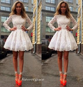 High Quality Short Homecoming Dress With Long Sleeves A Line Lace Junior Girls Wear Cocktail Graduation Party Dress Custom Made Pl6388735