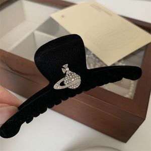 Tasarımcı Vintage Charm Saç Klip Tam Elmaslar Satürn Logo Velvet Saç Klip Bahar Büyük Boyut Takı Mücevherleri Anne Hediye Saç Barrettes