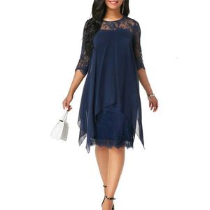 Womens Elegant Lace Chiffon Dress 240312