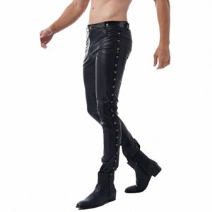 Искусственная кожа Мужчины Латексные блестящие брюки с низкой талией Брюки Fi Колготки Брюки для клубных выступлений Рок-группа Спортивные штаны I7xp #