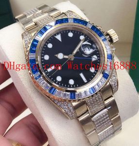 Top Quality 40MM Black Dial Men's Wristwatches 116759 Stainless Steel Bracelet Diamond Sapphire Glass ETA 2836 Movement Mechanical Automatic Mens Sports Watch