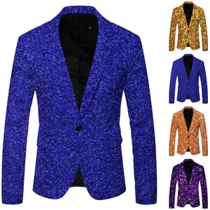 Mens shiny plus size solid jacket DJ singer nightclub fashion suit jacket stage mens full sequin jacket 240326
